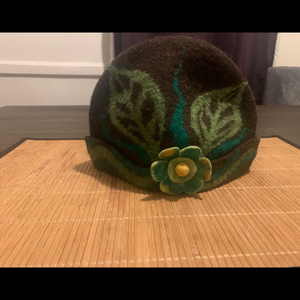 Brown/ Green winter hat
